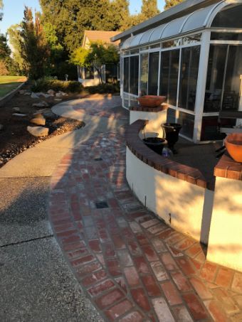 An image of finished brick pavers work in Chino Hills.